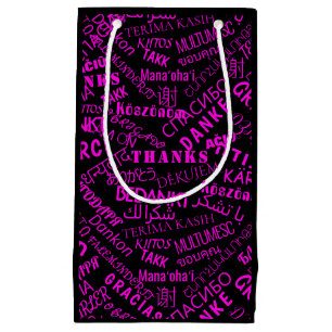 Thank You Text Gift Bag Multi Language Your Colour
