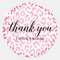 Thank You Text Pink White Leopard