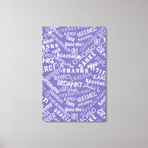 Thank You Text Purple Canvas Print Multilingual