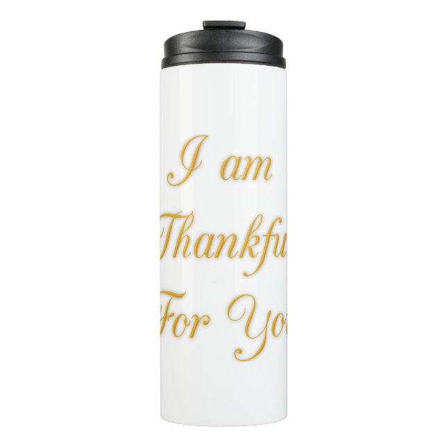Thank You Text Quote Art Print Design Thermal Tumbler (Front)