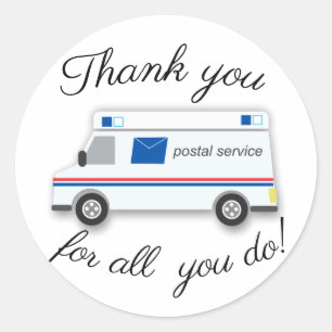 Thank you thank you mail postman cute classic round sticker