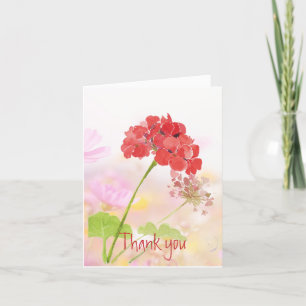 Thank you Thanks Red Geranium Garden Flower Card
