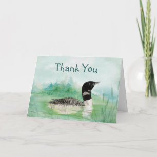 Thank you Thanks Watercolor Loon Bird Nature Card