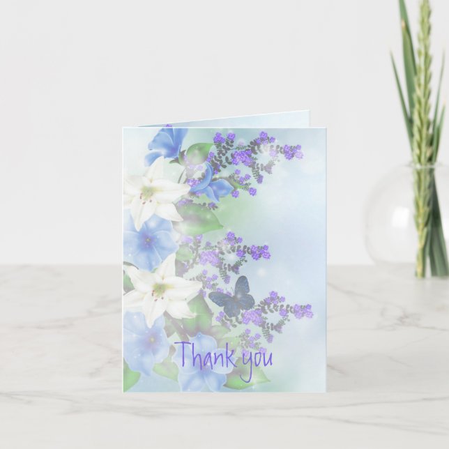 Thank you Thanks White Lily Garden Flower Card (Front)
