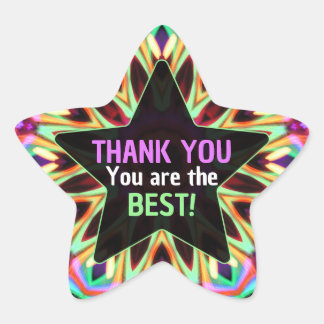 Thank You the Best Colorful Star Sticker