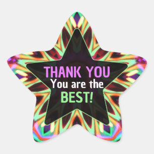Thank You the Best Colourful Star Sticker