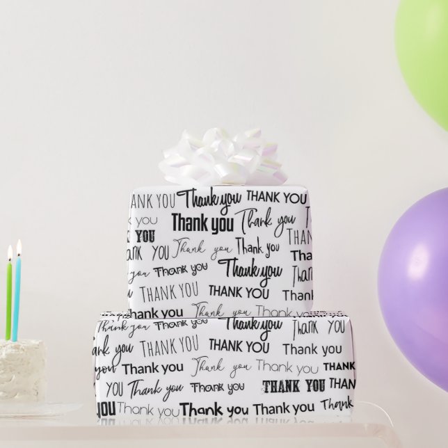 Thank you the greatest word black and white wrapping paper (Party Gifts)