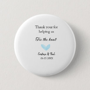 thank you tie the knot blue heart wedding rustic 6 cm round badge
