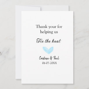 thank you tie the knot blue heart wedding rustic invitation