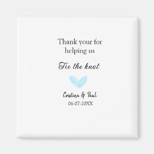 thank you tie the knot blue heart wedding rustic magnet