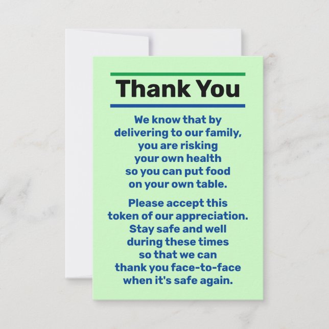 Thank you Tip Delivery Driver Person (Front)