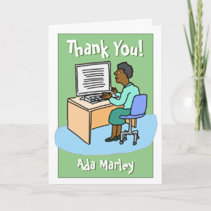 Thank You to a Black Female Office Worker Card