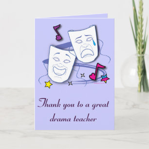 Thank You To a Drama Teacher with Masks: Play Card