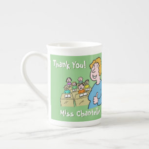 Thank You to a Female Teacher. Teacher Gift. Bone China Mug