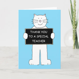 Thank You to a Special Teacher, Cartoon Cat. Card