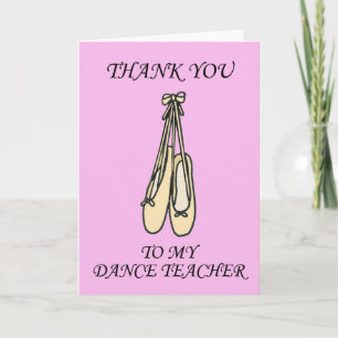 Thank you to dance teacher ballet shoes. card