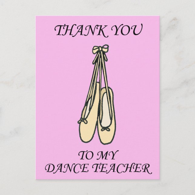 Thank You to Dance Teacher Ballet Shoes Postcard (Front)