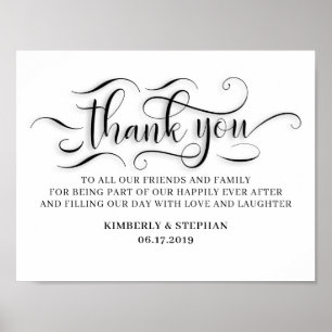 Thank You To Friends and Family Wedding Sign