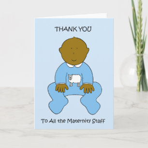 Thank You to Maternity Staff, Cute Baby Boy. Card