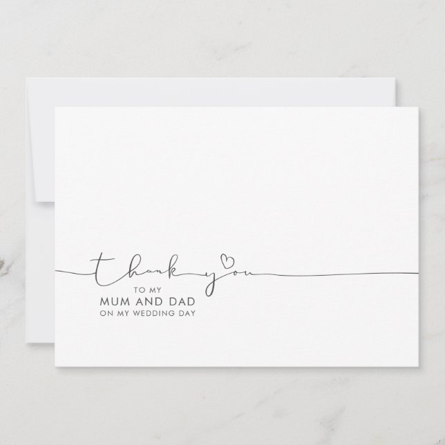 Thank You to Mum and Dad Wedding Day Message (Front)