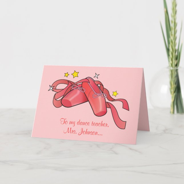 Thank you to my Dance Teacher: Red Ballet Shoes Card (Front)