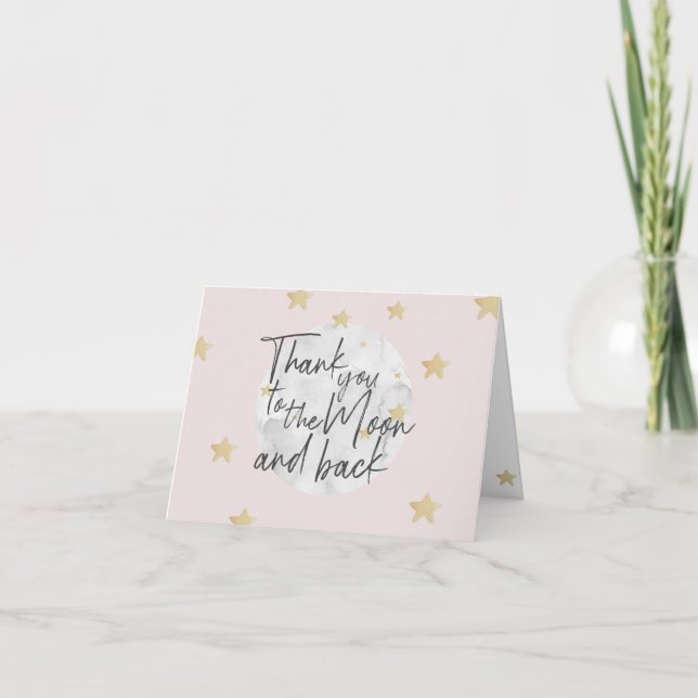 Thank You To The Moon and Back Girl Soft Pink Card (Front)