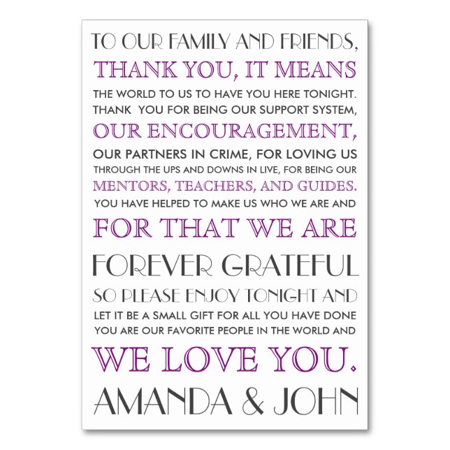 Thank you to wedding guests (Front)