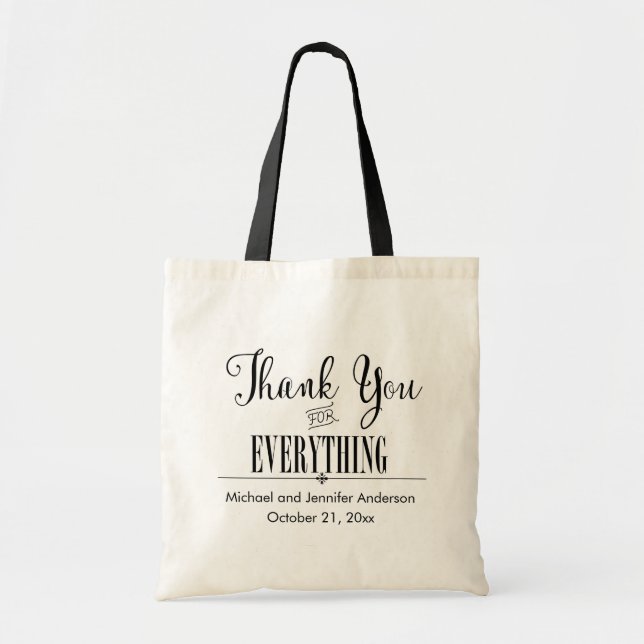 Thank You Tote, Black and White Tote Bag (Front)