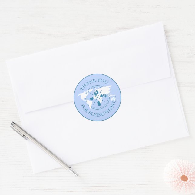 Thank you Travel Baby Shower Minimalist Modern Classic Round Sticker (Envelope)