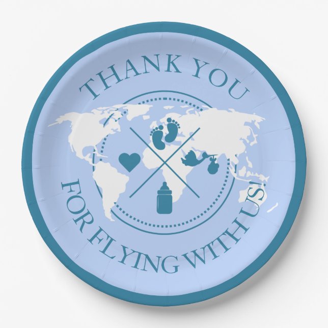 Thank you Travel Baby Shower Modern Decor Paper Plate (Front)