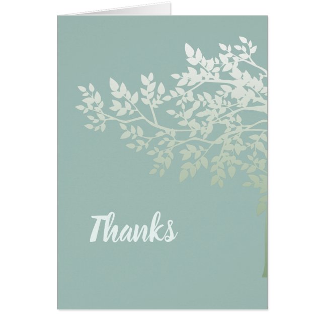 Thank You  Tree Leaves Teal or Stone Blue (Front)