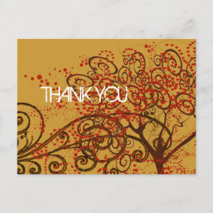 Thank You- Tree Swirls with Hearts Postcard
