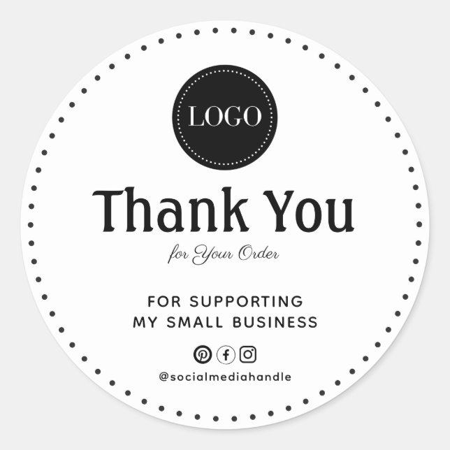 Thank You Trendy Classic Round Sticker (Front)