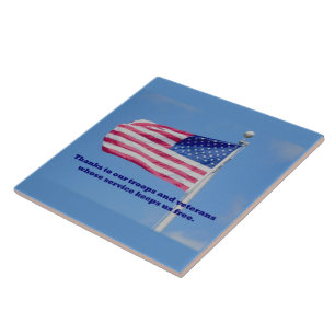 Thank You Troops American Flag Tile