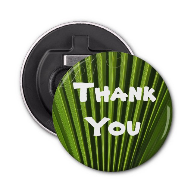 Thank You Tropical Green Palm Leaf Appreciation Bottle Opener (Front)