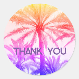 THANK YOU tropical palm tree retro 80's summer  Classic Round Sticker