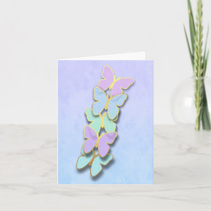 Thank You Turquoise Blue Purple Aqua Butterflies Card