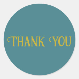 Thank You Turquoise Solid Colour Plain Classic Round Sticker