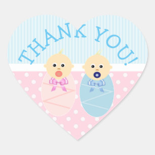 Thank You Twins Blue and Pink Stickers