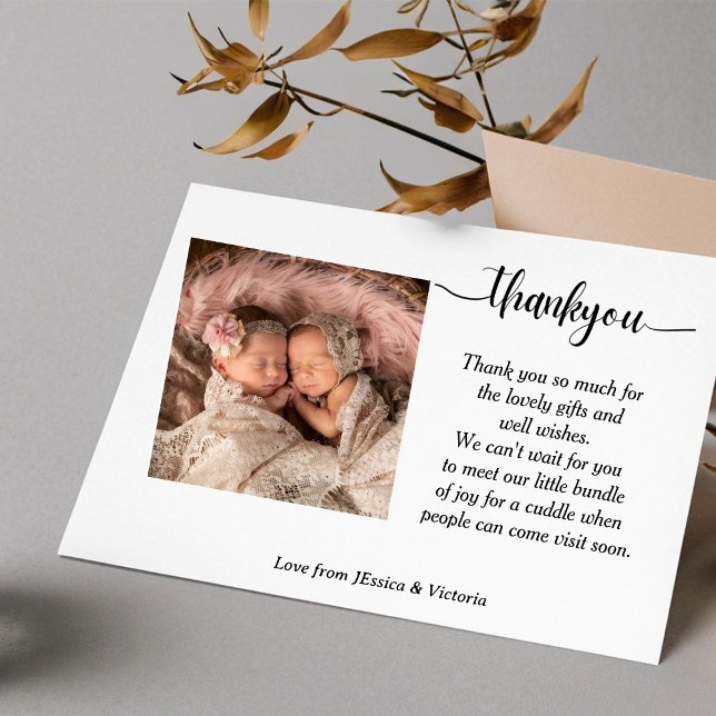 Thank you Twins photo Birth announcement  Postcard (Creator Uploaded)