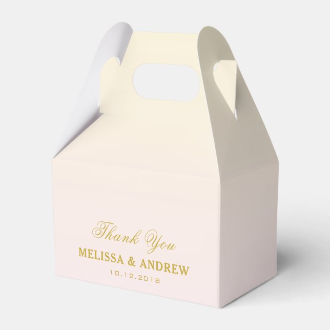 Thank You | Two Gold Hearts | Personalised Wedding Favour Box (Front Side)