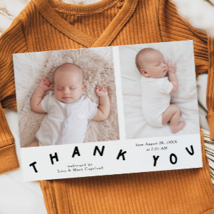 Thank You Typography Birth Announcement Photo