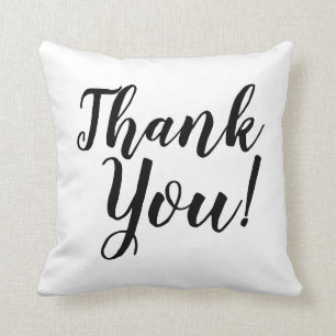 Thank You Typography Black And White Reversible Cushion