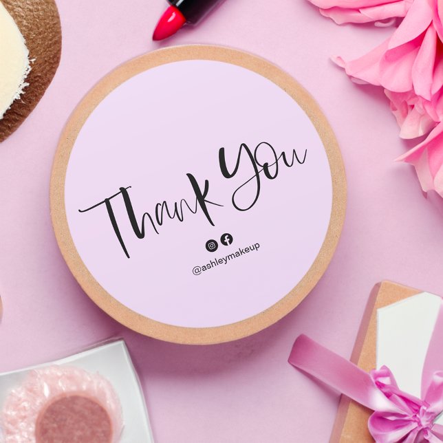 Thank you typography brush font pastel lavender classic round sticker (Thank you typography brush font pastel lavender classic round sticker)