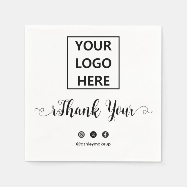 Thank You Typography Brush Logo Simple Classic Napkin (Front)