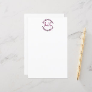 Thank You Typography Chic Purple Leaf Wreath