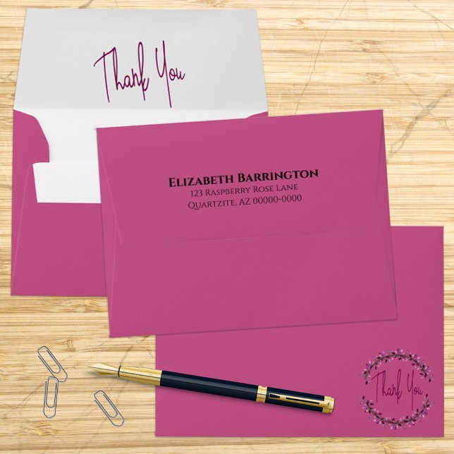 Thank You Typography Chic Purple Leaf Wreath Envelope (Creator Uploaded)