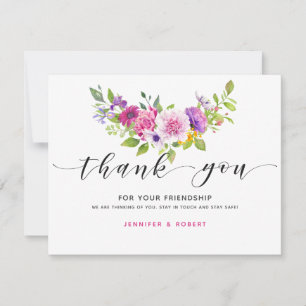 Thank you typography colourful floral bouquet card
