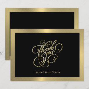 Thank you typography, gold & black background card