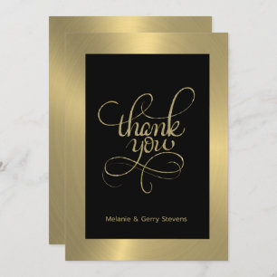 Thank you typography, gold on black background